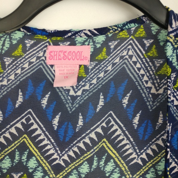 She’s cool Blue and green chevron print kimono - Picture 5 of 7